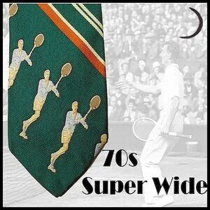 Vintage Wide Tie Funky TENNIS Player Sports Necktie, Disco Era